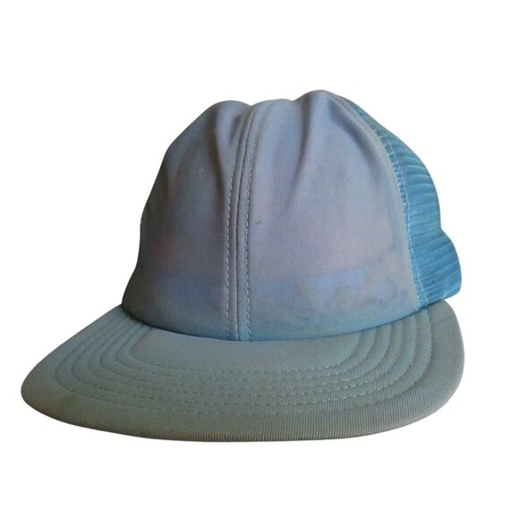 Skater Cap Vintage 1980s BLANK BLUE White Mesh trucker OSFA - Picture 1 of 8